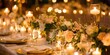 © TheWaterMeloonProjec - Sophisticated wedding reception tables decorated with candle centerpieces and a dedicated table for the couple.