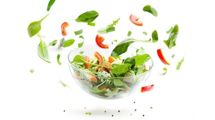 Wall Mural - Fresh Green Salad with Red Pepper and Herbs