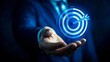 © keks20034 - Businessman holding a target with an arrow, symbolizing success and achieving goals in digital marketing