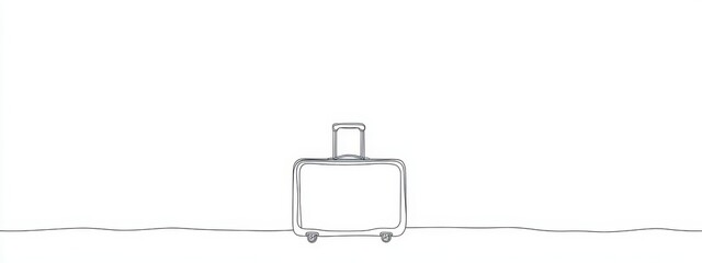 Suitcase line travel luggage continuous art bag drawing outline icon. Travel trip line suitcase voyage airport single hotel baggage vacation illustration linear contour one tourism sketch doodle.