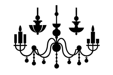 Wall Mural - Set of chandelier icons silhouette vector art illustration	