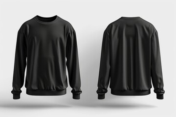 Wall Mural - Black Long-Sleeved Crewneck Sweatshirt Mockup