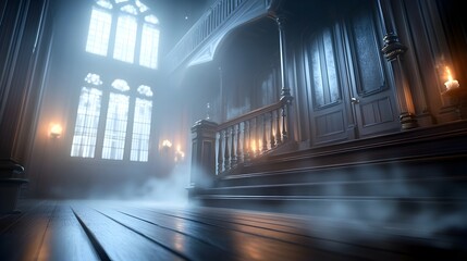 Ethereal Sunlight Illuminating the Ornate Interior of a Historic Cathedral