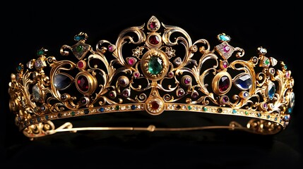 Elegant priceless gold diadem set with jewels