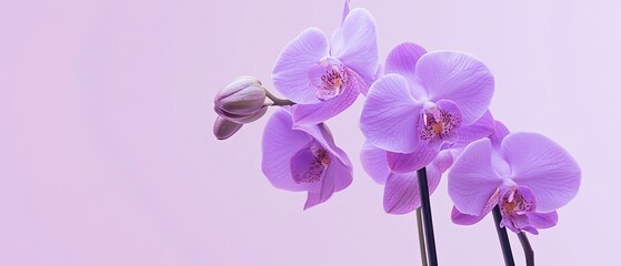 Matte orchid flowers on soft lavender background exotic floral design minimalist elegance tranquil and serene natural beauty