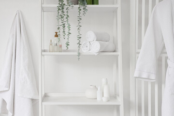 Sticker - Shelf unit with cosmetic products in light bathroom