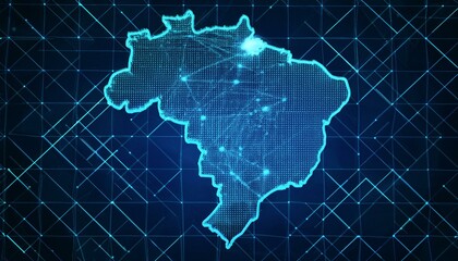 Digital map of Brazil, concept of global network and connectivity