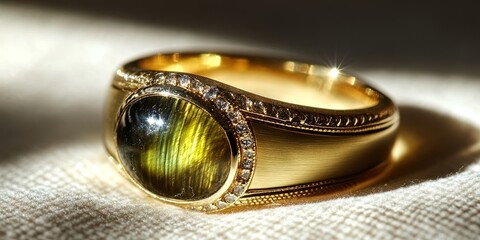 Wall Mural - expensive wedding ring, cat's eye chrysoberyls