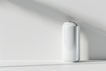 Wall Mural - A Single White Aluminum Can on a White Surface