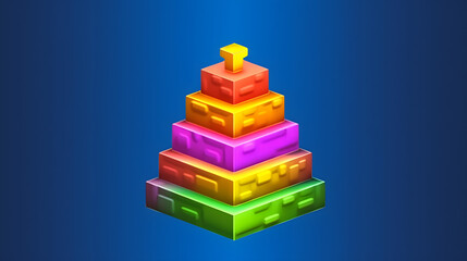 Poster - Level Up game icon 3d pixel cartoon