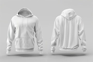 Wall Mural - White Hoodie Mockup with Drawstring and Pocket