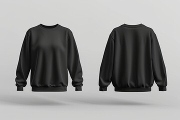 Wall Mural - Black Long-Sleeved Crew Neck Sweatshirt Mockup