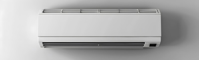 Air conditioner on white wall room interior background. 