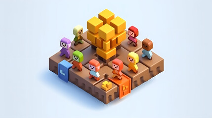 Multiplayer game icon 3d pixel cartoon