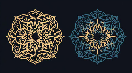 abstract arabic ornament in two colors, designed for decorative and ornate purposes.