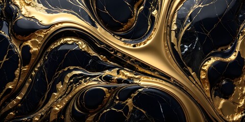 Canvas Print - black gold marble wallpaper