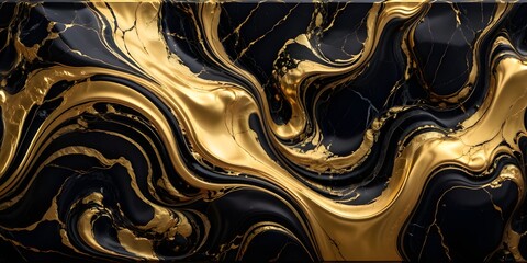 Poster - black gold marble wallpaper