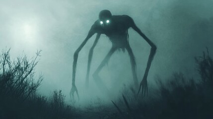 Wall Mural - skinny monster in the fog