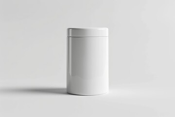 Wall Mural - White Cylindrical Container on a White Background