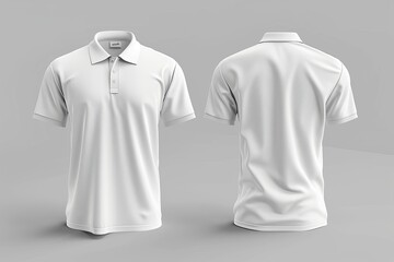 Wall Mural - White Polo Shirt Mockup Front and Back View