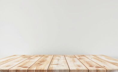 Wall Mural - Wooden Tabletop Against a White Wall