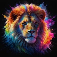  a lion with a rainbow of colors and a rainbow of colors.