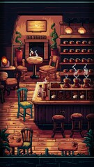 Sticker - coffee in retro Pixel art