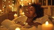 © Iswanto - Woman relaxing in a warm bubble bath with candles.