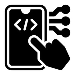 mobile programming, mobile app, development, app development, mobile application, smartphone glyph or solid icon