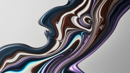 Wall Mural - Abstract Swirling Liquid Background with Metallic Iridescent Texture