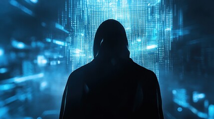 Mysterious Hacker in Digital Matrix