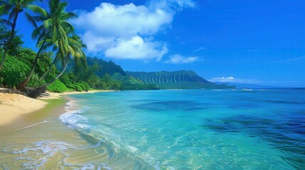 Wall Mural - Hawaii Beach. Oahu's North Shore Family Vacation Spot with Aloha Vibes