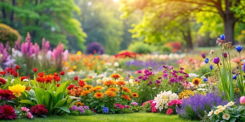 vibrant grass flower landscape with an array of colorful blooms in a natural outdoor setting