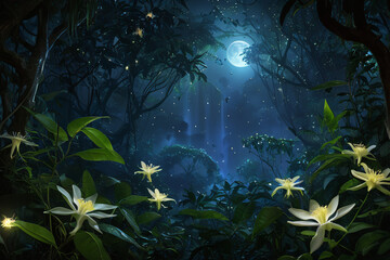 Wall Mural - tropical forest in the night