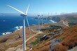 © fotofabrika - Wind Turbines Standing Strong Along the Coastal Cliffside Under Clear Blue Skies