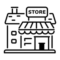 Sticker - A linear style icon of store 