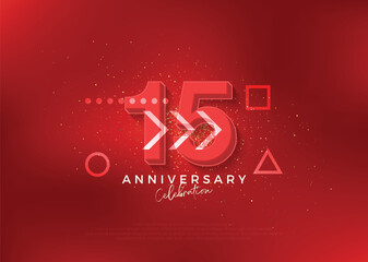 Wall Mural - Strong design for 15th anniversary celebration. with bold red color. Premium vector for poster, banner, celebration greeting.