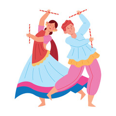 Sticker - dancers man and woman in navratri festival