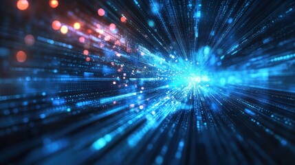 Digital cyberspace with particles and Digital data network connections concept.