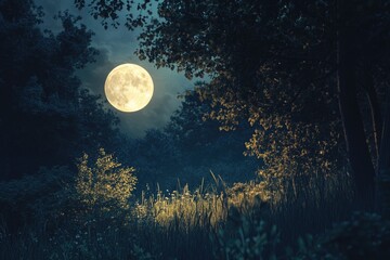 Wall Mural - Full moon shining at night