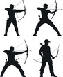 © Suman - A soldier man practising bow silhouette vector illustration clipart template military training concept