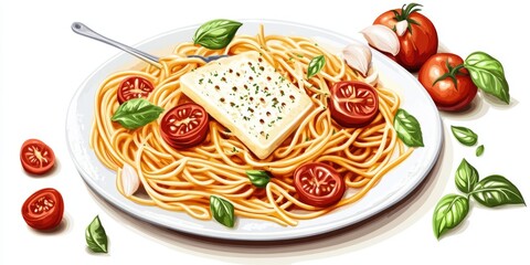 Sticker - Spaghetti with tomato sauce and melted cheese