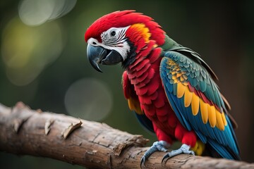 Wall Mural - Portrait of a colorful macaw parrot. ai generative