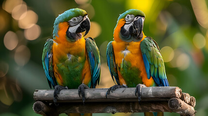 Wall Mural - Amazon Yellow-chevroned Parakeet perched on a branch, its vibrant green and yellow feathers visible