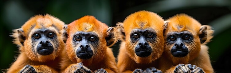 Wall Mural - Group of Amazon Red Howler Monkeys interacting, their social behavior captured