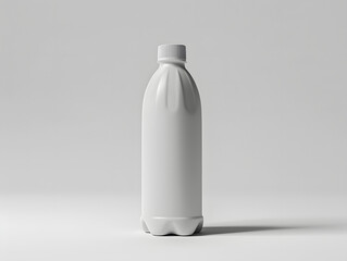 White plastic bottle mockup with a screw cap on white background