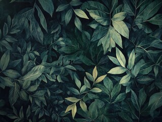 Canvas Print - Green leaf bunch close up