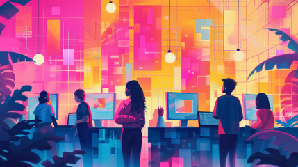 Software development isometric concept. Web design Technology process of Software develop