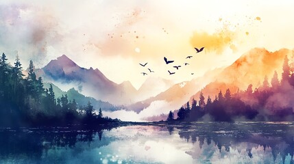 Wall Mural - Serene Mountain Lake at Sunrise