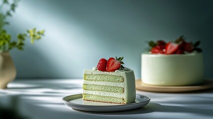 Wall Mural - matcha green tea mousse cake